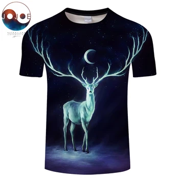 

Nightbringer By JojoesArt Elk 3D Print t shirt Men Women tshirt Casual Short Sleeve O-neck Top&Tee Camisetas Moon 2018 Drop Ship