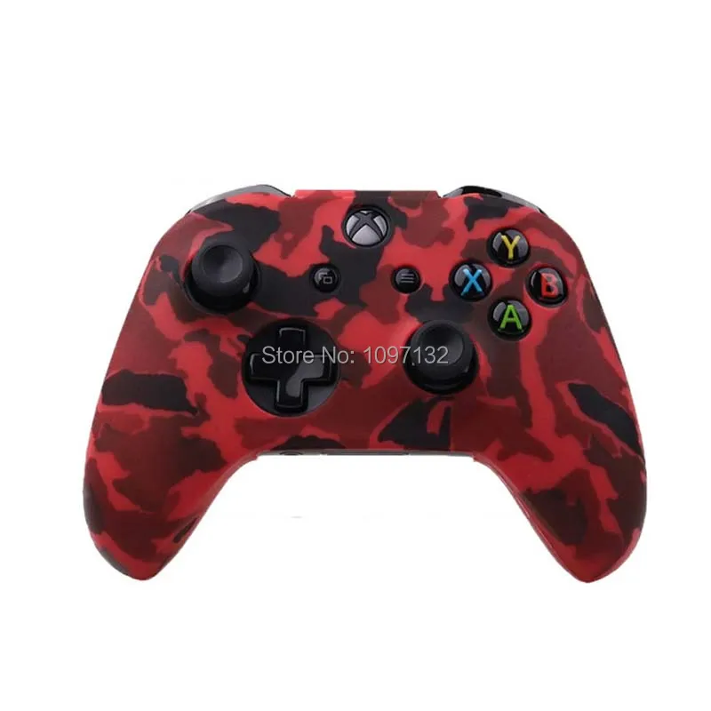 Camouflage Soft Silicone Gel Skin Rubber Case  Gamepad Protective Cover for Xbox One X Slim Controller (5)