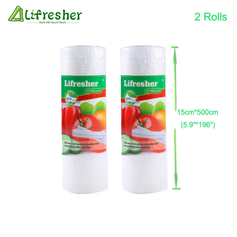 Lifresher вакуумный упаковщик Еда Saver Мешок 15*20 см 15*25 см 50 шт 100 шт вакуумной упаковка продуктов питания сумка для Кухня 15*500 см дропшиппинг - Цвет: 15x500cm2rolls