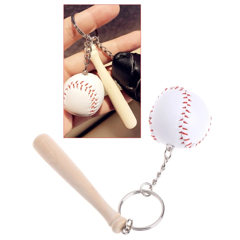 

Key Rings Baseball Sport Keychain Wooden Pendant Car Bag Decoration Unique Gifts-M15