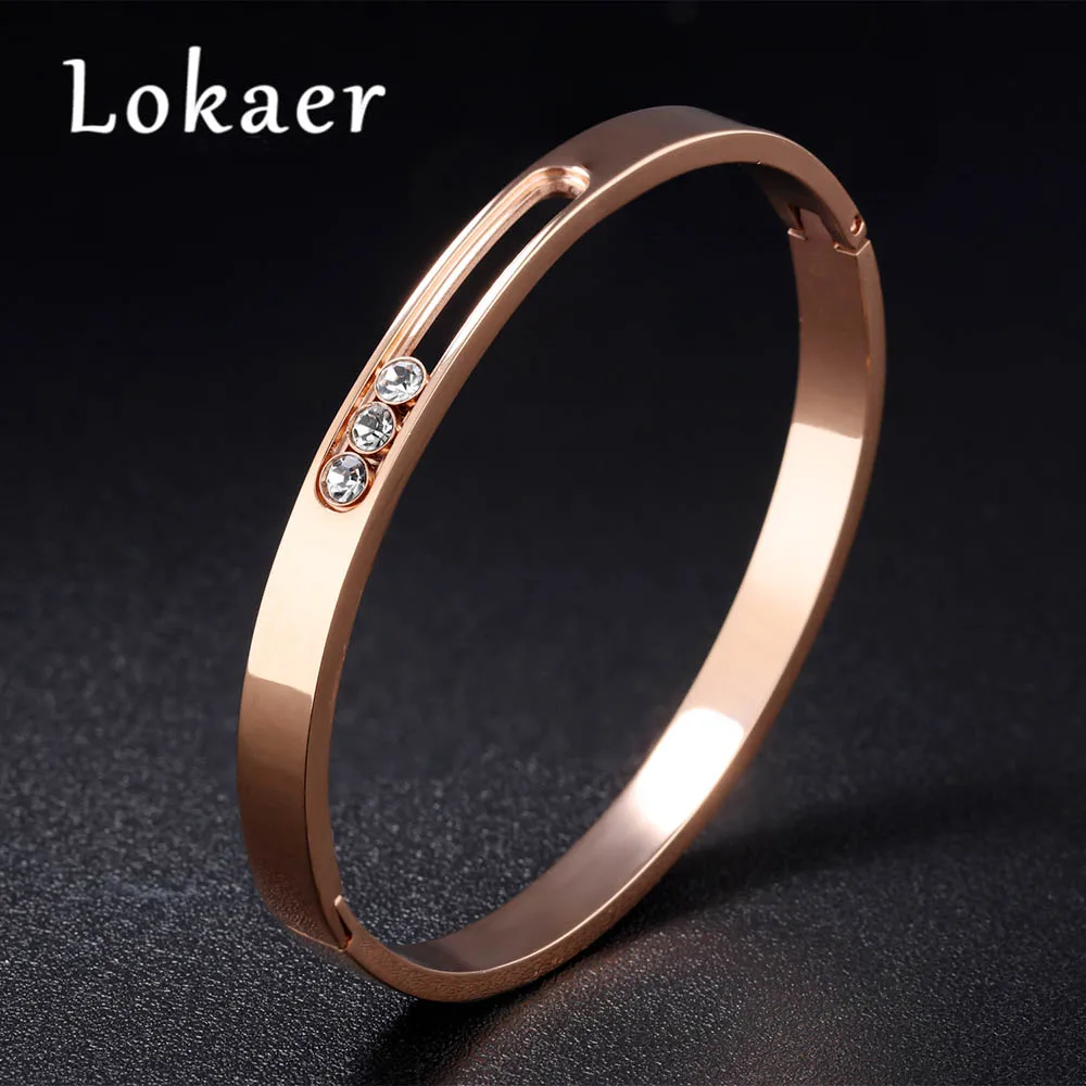 Lokaer Stainless Steel Cuff Bangles Bracelets For Women Hollow Design