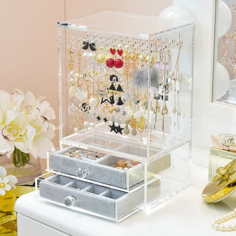 TOPEXTRA Large Size Clear Acrylic Multifunctional Jewelry Drawer