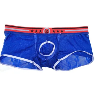 

Mens Open Front Underwear Boxer Shorts Transparent Crotch Hole Sexy Underpants Men Lace Panties Seamless Floral Boxershorts Male