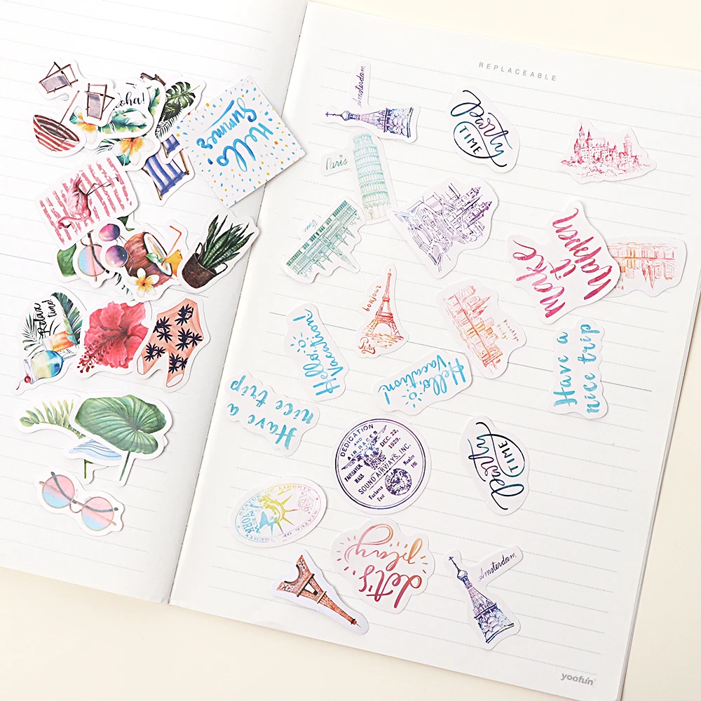 

New 40pcs/pack Cute Travel Alone Paper Decorative Stickers Diary Flower Stickers Scrapbooking Flakes Stationery School Supplies