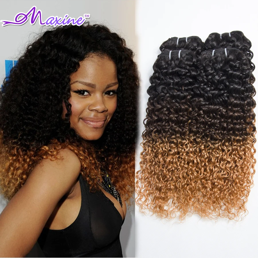 Ombre Brazilian Curly Hair Extension Bundles 7A Brazilian Virgin Hair