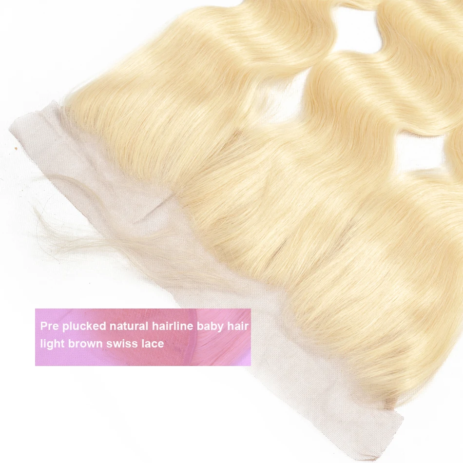 Блонд пряди с фронтальной застежкой объемная волна Tuneful бразильские Remy человеческие волосы для наращивания 613 пряди с фронтальной