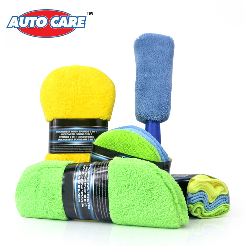 

AutoCare 9 PC Microfiber Car Cleaning Kit Include 3* Microfiber Towels, 3* Applicator Pads, Wash Sponge, Wash Mitt, Wheel Brush