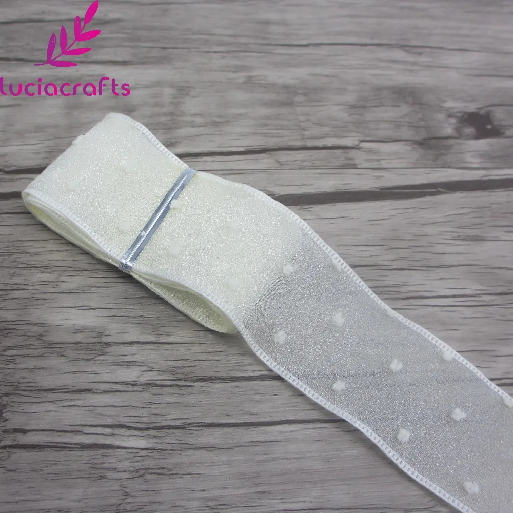 Lucia Crafts 40 мм двухслойная лента из органзы с принтом в горошек для упаковки и банта