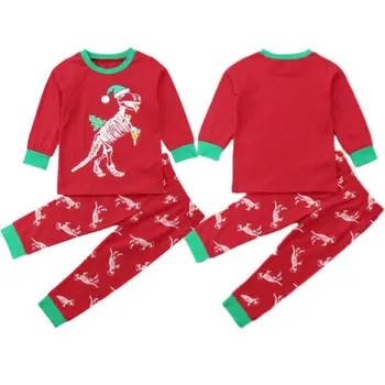 

Toddler Kid Baby Girl Boy Christmas Clothes Sets Dinosaur Top Long Sleeve Pants Cotton Outfit Pajamas Boys 0-6Y