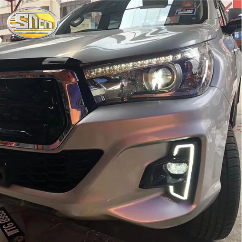 Для Toyota Hilux Revo Rocco DRL светодиодный дневные ходовые огни Diglight 12 В ABS противотуманная фара с желтым сигналом поворота