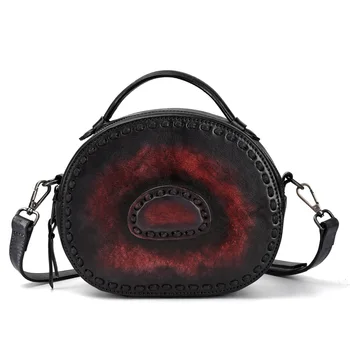 

New retro style vegetable tanned leather women shoulder bag genuine leather fashion charming creative messenger bag