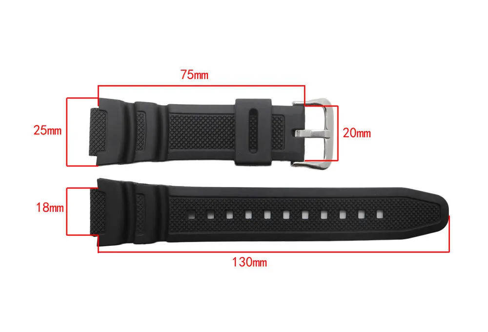 Rubber Strap for Casio AE-1000w AQ-S810W SGW-400H / SGW-300H Silicone Watchband Pin Buckle Strap Watch Wrist Bracelet Black