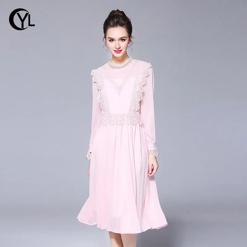 OUYALIN M-3xl 4xl 5xl плюс размер платье 2018 весна новые женские кружевные трапециевидные