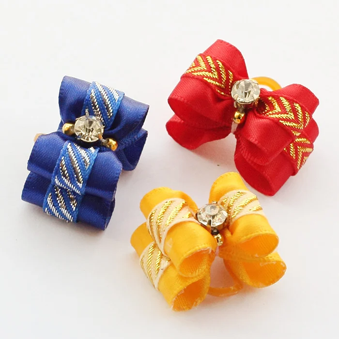 

Armi store Handmade Pet Glitter Pattern Ribbon Dog Bow 21036 Dogs With Bows Dogs Grooming Supplies