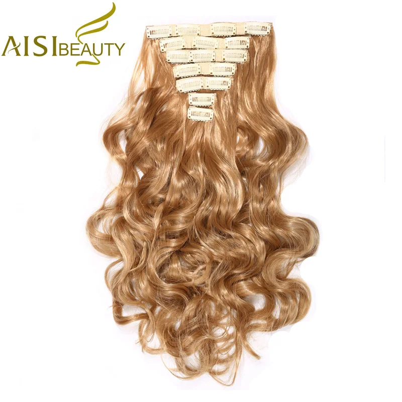 AISI BEAUTY 2" 7 шт. длинные вьющиеся синтетические 16 заколки для волос для наращивания для женщин высокотемпературные волокна поддельные волосы