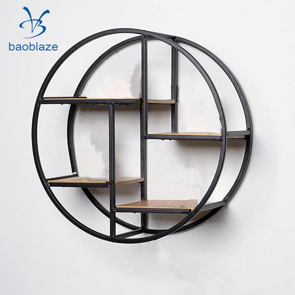 Chinese Garden Design Floating Wall Shelf Storage Display Rack Holder Flowers Vase Picture Calendar CDS Display Stand Black Iron