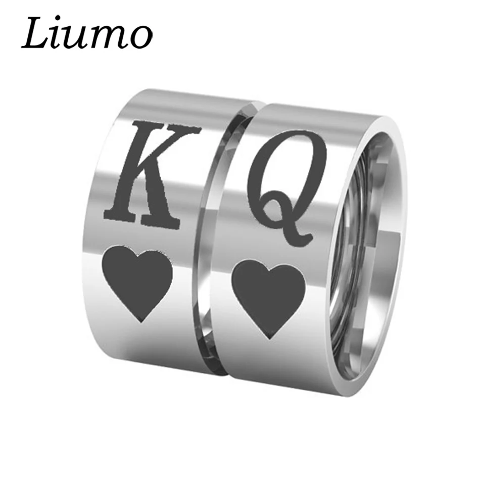cheap Liumo King Queen Heart 316L Stainless Steel Men Women Couple Ring Lr360