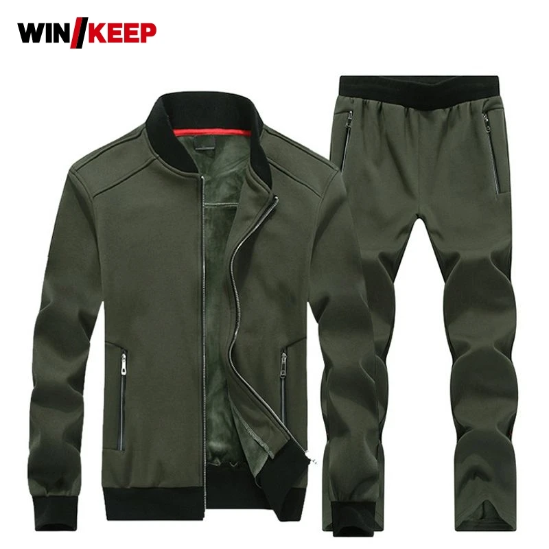 

Sport Suits Men Sportswear Sets Warm Gym Clothes Fleece Fabric Male Winter Tracksuit Running Jogging Suit Mens Large Size L-8XL