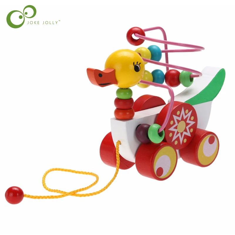 

Duckling Trailer Toys for Children Educational Toys 0-3 Years Duckling Trailer Round Educational Wood Model Building Kits WYQ