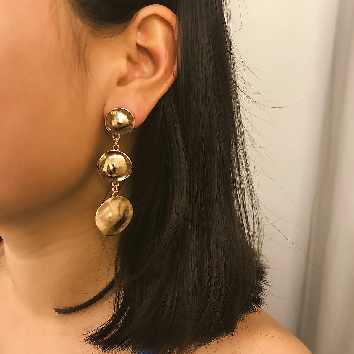 

2019 New Punk Gold Color Irregular Statement Three Circle Ear clips for Women Jewelry Brincos Oorbellen