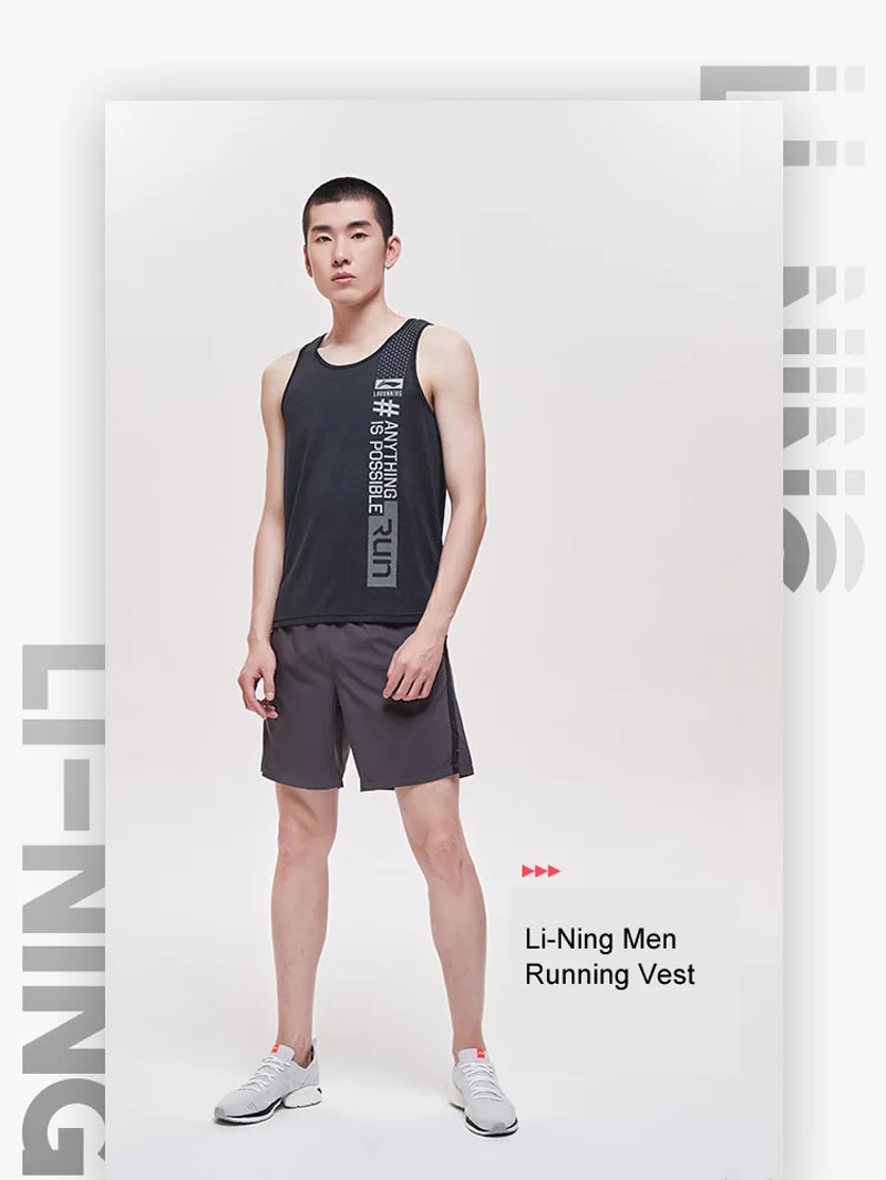 Li-Ning мужские беговые серии на сухой жилет дышащий печать полиэстер Обычная посадка подкладка спортивные топы AVSP083 MBS083