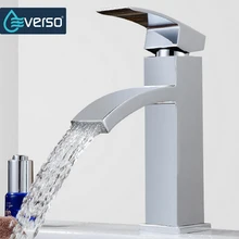 EVERSO Brass Torneira Basin Faucet Waterfall Faucet Bathroom Faucet Vanity Vessel Cold Hot Mixer Bathroom Sink Tap
