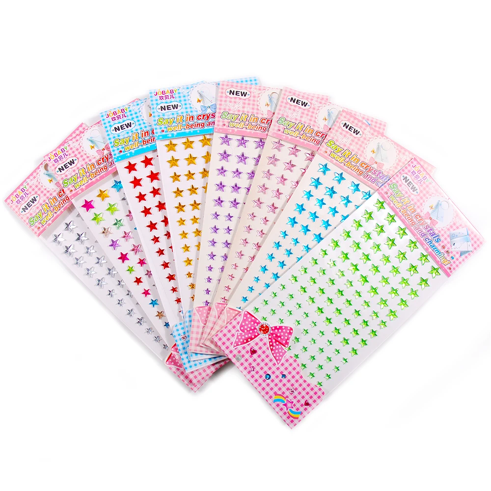 Multiple colors crystal rhinestone star patches 1 Sheet Self adhesive stickers For scrapbook craft Diamond pentagram sticker