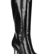 Пикантные черные сапоги Высокие сапоги с круглым носком высокий тонкий каблук Туфли под платье Гладиатор простой Стиль T Station Обувь ночной клуб платье Сапоги и ботинки для девочек