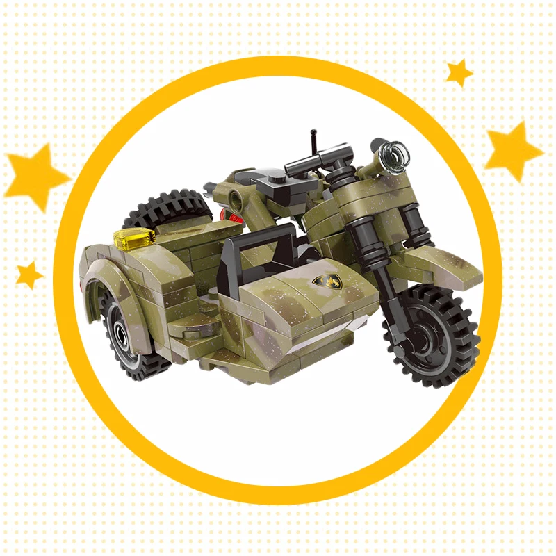 

256+pcs Motorcycle Military German King Tiger Tank Building Blocks Compatible Legoingly Army WW2 Soldier Brick Children Toys