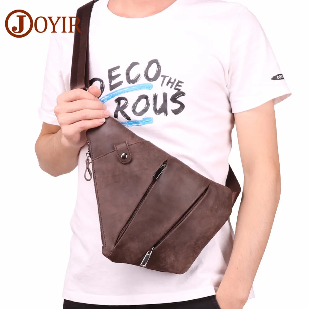 

Men Messenger Bag Genuine Leather Chest Bags Single Shoulder Bag Retro Crossbody Bags for Men Small Chest Pack