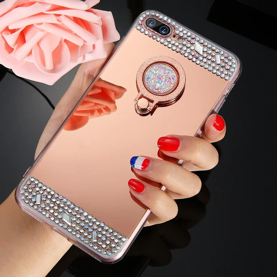 Funda Diamond Plated Mirror Phone Case For iPhone 5 5S 6