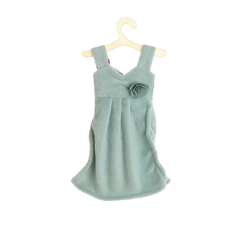Детское полотенце для рук мультяшное плюшевое кухонное Коралловое бархатное мягкое подвешивающее банное полотенце - Цвет: Green