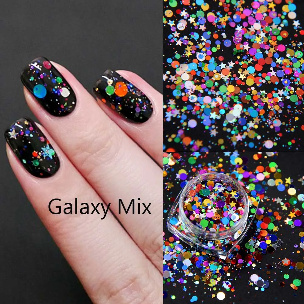 1jar Nail Art AB блестки микс сердце круглый акриловый блеск шестигранный лак для ногтей блестки голографическая звезда украшения для ногтей разные размеры