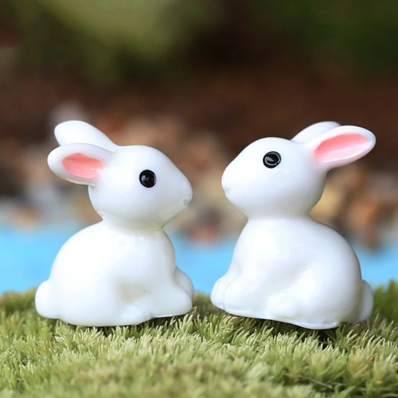 

10PCS Mini Rabbit Garden Ornament Miniature Figurine Plant Pot Fairy Cute Home Decoration Tool Micro-view Decoration