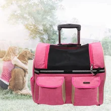 Переносная сумка на колесиках для собак и кошек двойного назначения, переносная дорожная сумка, рюкзак на плечо, многоцелевой модный ролик