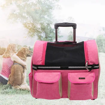 

Pet Dual-use Double Wheel Trolley Bag Carrier Dog Cat Portable Travel Out Bag Shoulder Backpack Multi-purpose Fashion Roller