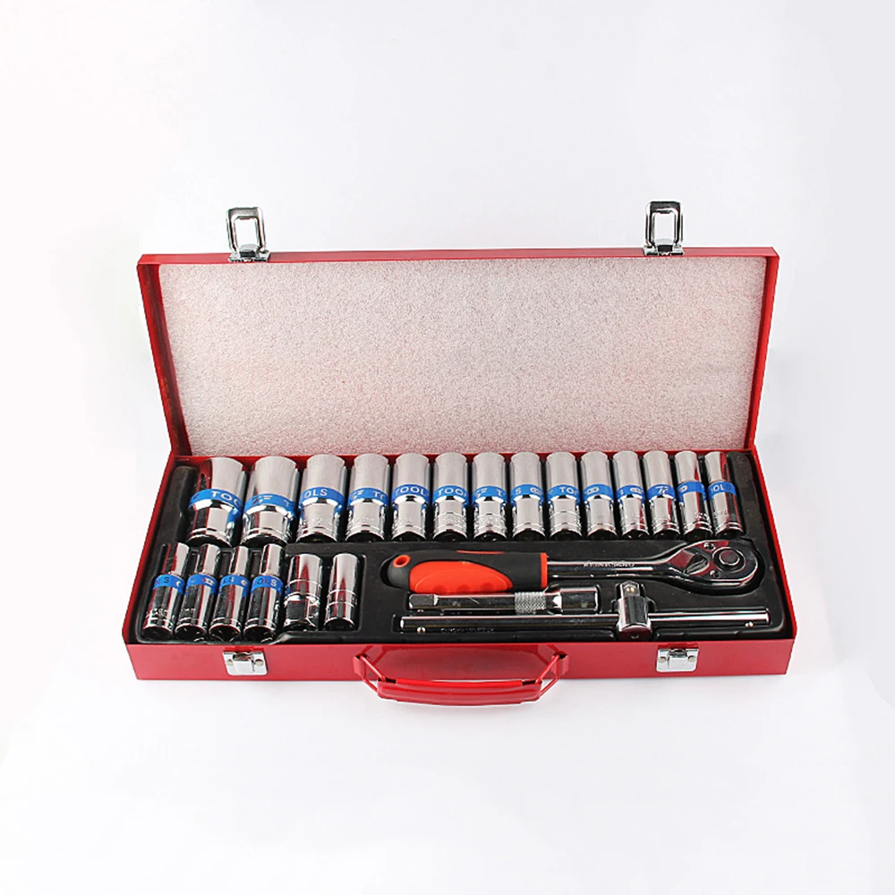 

23pcs/set Combination Lengthen Socket Tool Set Wrench Head Ratchet Pawl Socket Spanner Household Car Repair Tool