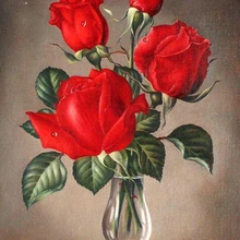 Красные розы в бокалах для вина DIY живопись по номерам 24 цвета пигментная кисть Искусство Ручная роспись креативная цифровая картина маслом