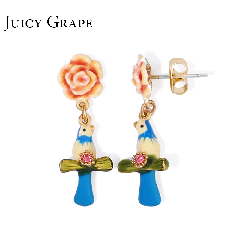 Попугай монтаж цветок из натурального камня смесь сочетающиеся серьги Модные ювелирные изделия Sieraden Joyas украшение-подвеска букле D Oreille серьги