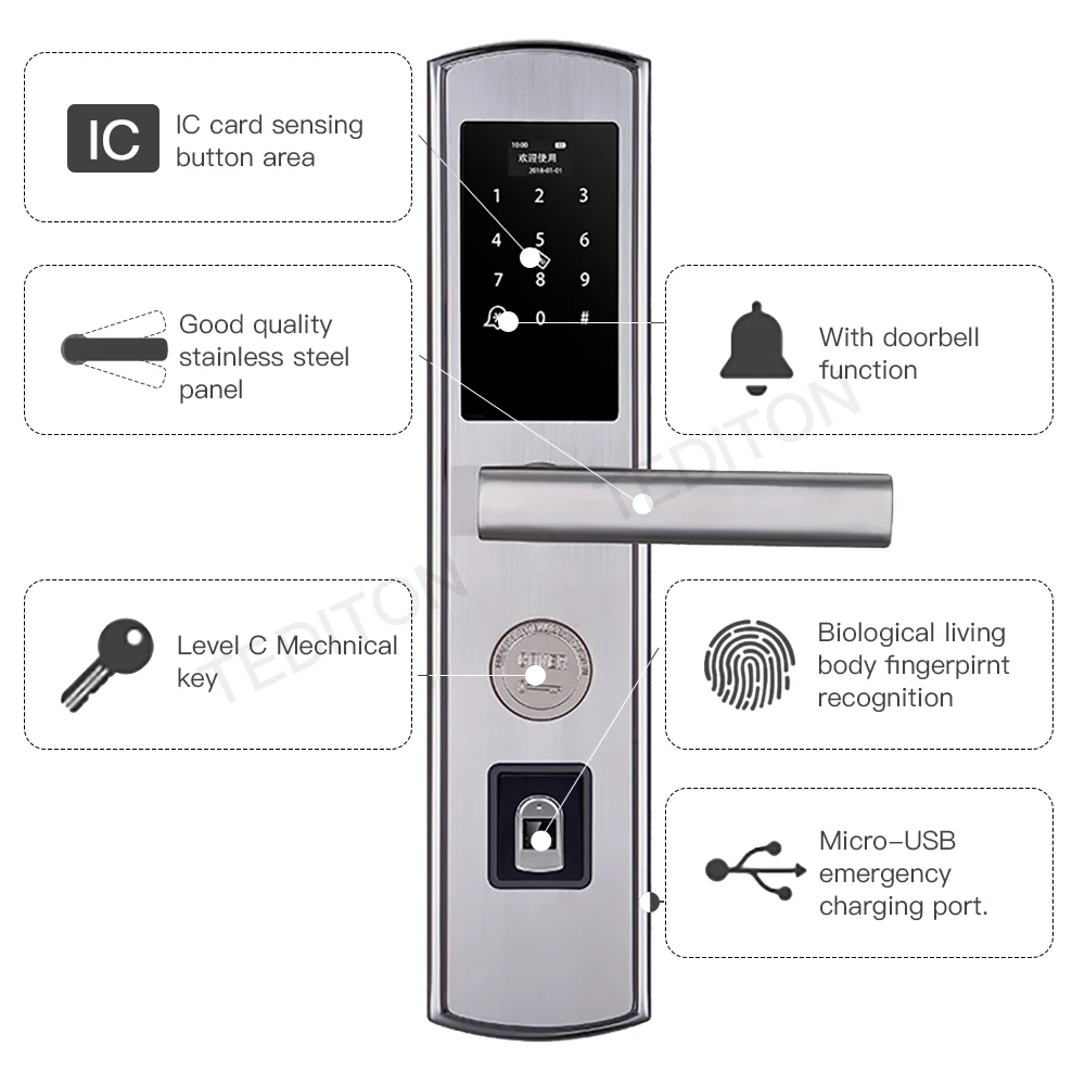 Smart Digital Door Lock Electronic Fingerprint Door Lock Keyless
