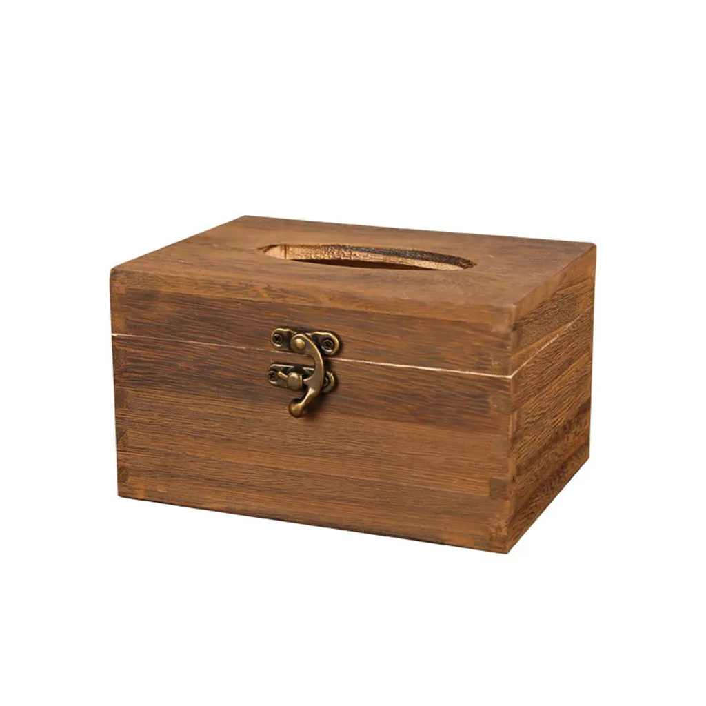 Деревянная пластиковая коробка для салфеток для дома, кухни, деревенская коричневая деревянная коробка для салфеток для ванной комнаты, держатель для салфеток, диспенсер для салфеток