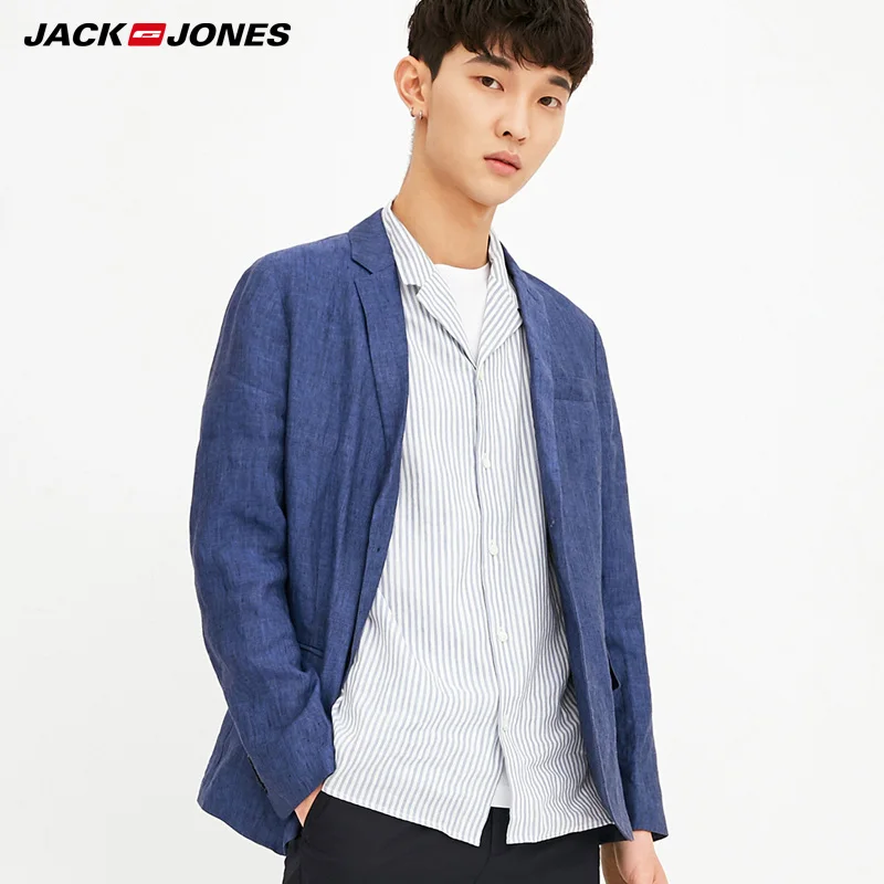

JackJones Spring Summer New Men's Pure Color Linen Blazer E|218208509