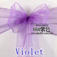 Фиолетовый цвет стул Пояса Кристалл из органзы Свадебная вечеринка украшение бантом снег шелковой органзы Sash группа