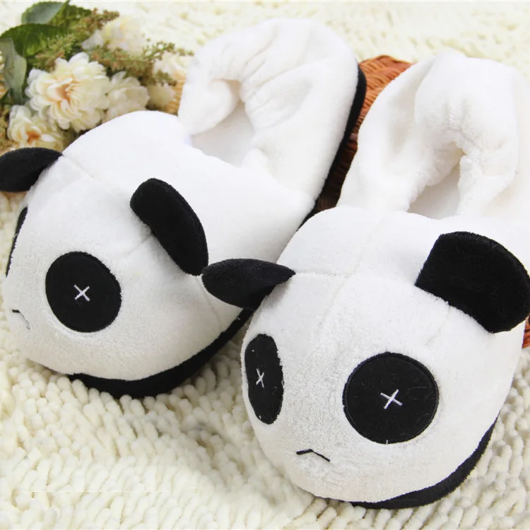 Зимние хлопковые домашние тапочки для всей семьи; 6 стилей; Милая домашняя обувь с рисунком панды для больших детей и взрослых; милые подарки для влюбленных - Цвет: C