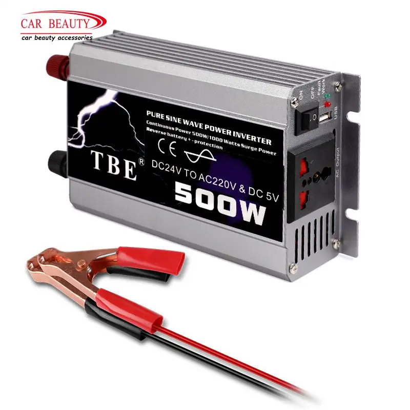

500W Car Inverter 24V DC To AC 220V 50Hz Auto Inverter 24 220 Pure Sine Wave Adapter Power Converter Inverter With USB Port