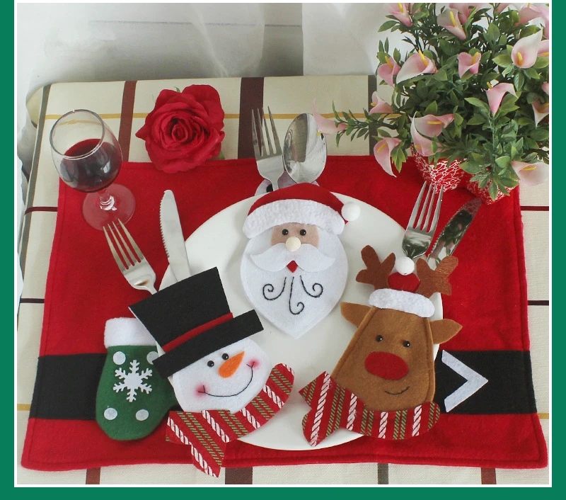 6 шт./компл. рождественские украшения для дома Снеговик столовые приборы сумки Рождество Санта Клаус Кухня обеденный стол столовых приборов комплект Декор