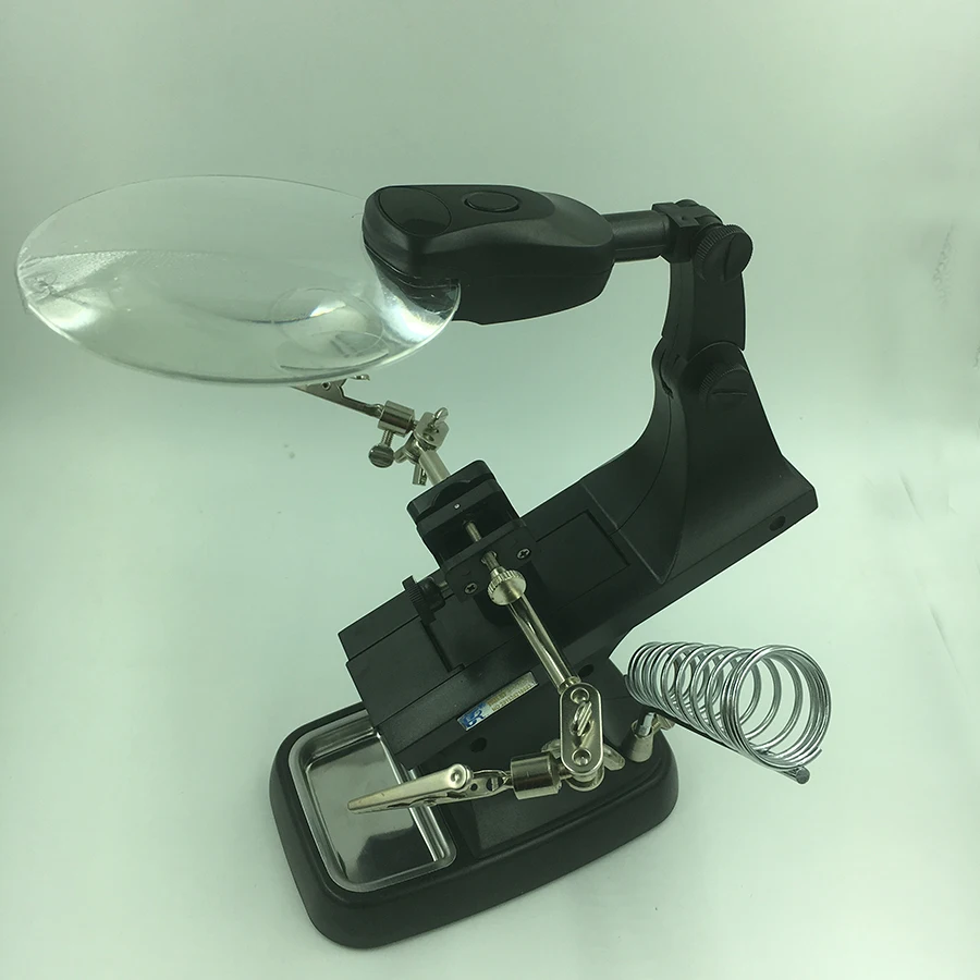 

3X 4.5X soldering Magnifier Welding folding magnifier with 2 LED lights Alligator Clip Soldering phone Repair Tool usb charge