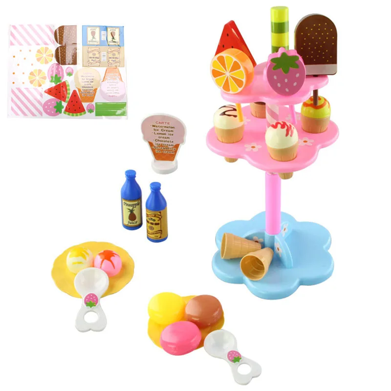 

Kids Food Pretend Play Toy Set Sweet Treats Colorful Ice Cream Dessert Tower W30