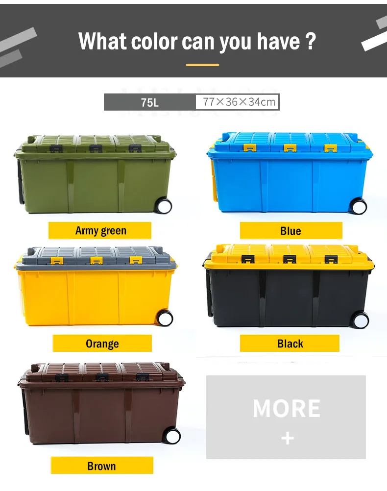Clearance Autofans 75L Plastic Auto Trunk Storage Box Independent Cabinet Boot Organizer Wheel Car Trunk Container Boot Trolley Box S11 37