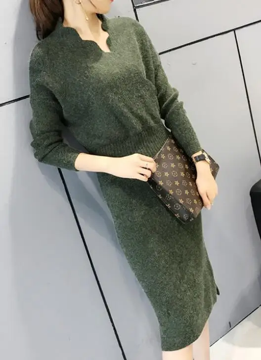 

Of Autumn and winter in the ladies' sweaters long split package more hip render unlined upper garment sweater cultivate one's